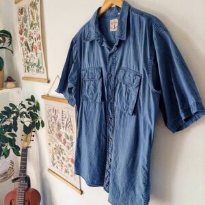 Men's XLarge - Red Head Brand Co. - Blue Denim Short Sleeve Button Down